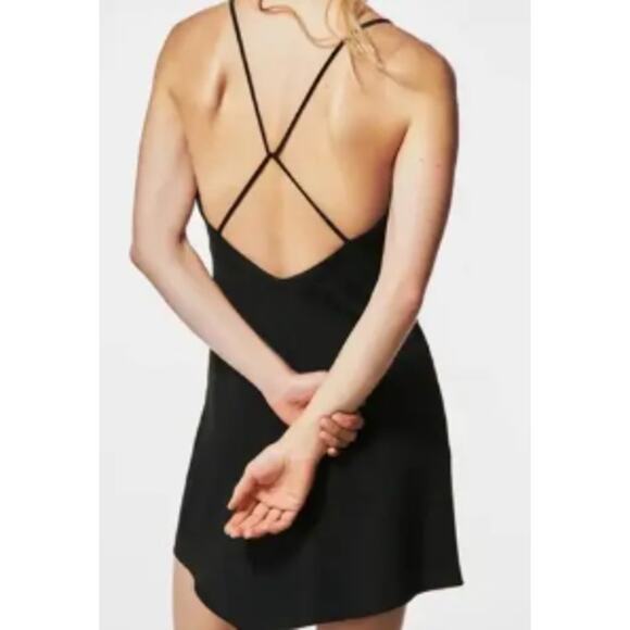 ZARA Asymmetrical Black Strappy Mini Dress Extra Small XS Backless LBD - Picture 6 of 6